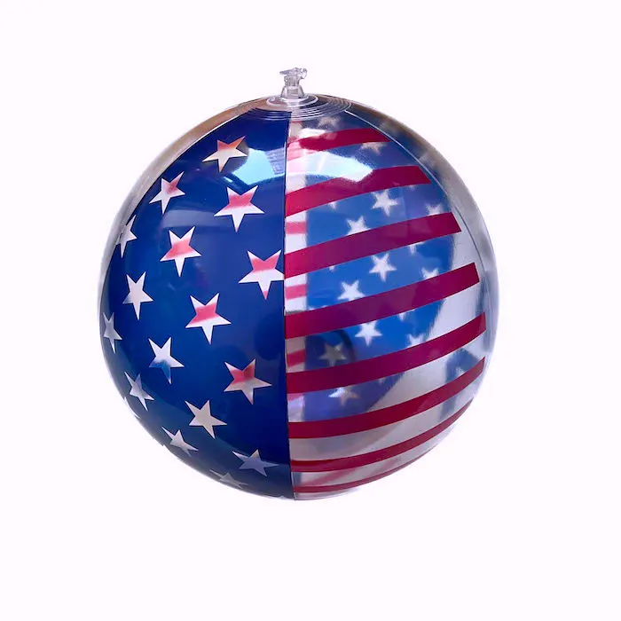 beach ball with USA flag printing