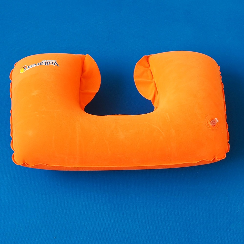 flocked pvc material inflatable neck pillow